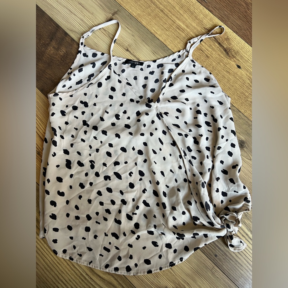 Papermoon Black and White Spotted Adjustable side tie tank top